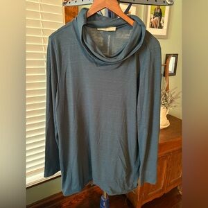 LOFT Teal Cowl Neck Long-Sleeve Top